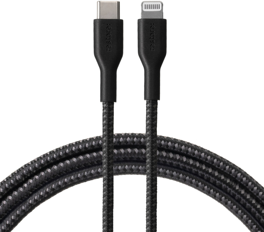 Кабель restore: hello, world! USB-C - Lightning, 1.2 м, Черный