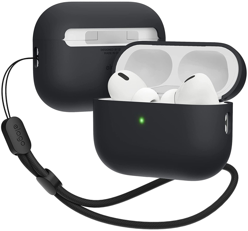 Чехол Elago Liquid Round strap для AirPods Pro 2 силикон Черный 2490₽
