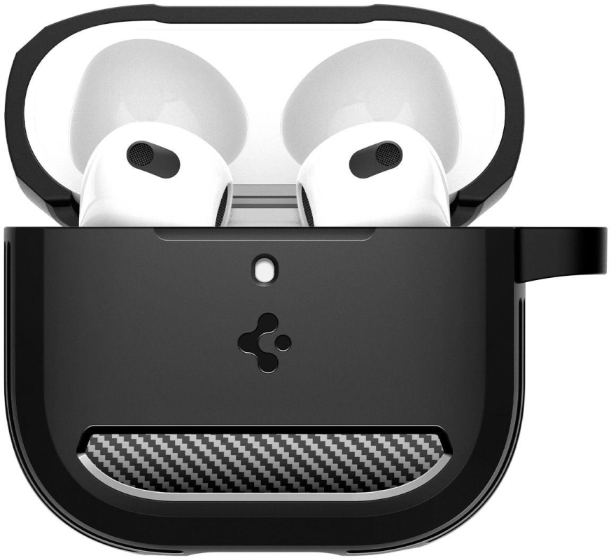 Чехол Spigen Rugged Armor для AirPods 4, поликарбонат, Чёрный