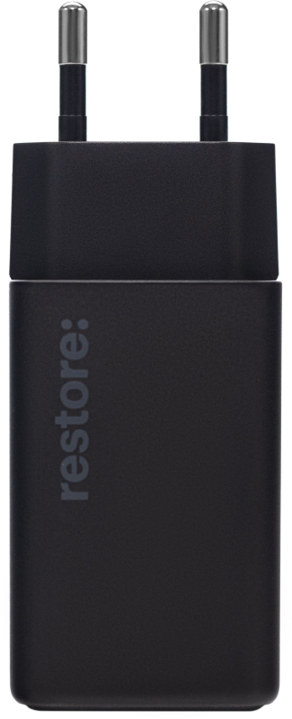 Сетевое зарядное устройство restore: hello, world! USB-C, 65 Вт, Черный