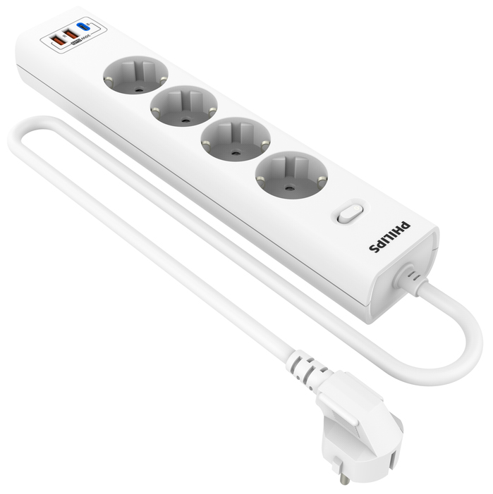 Сетевой фильтр Philips USB PD 4 розетки 5 м Белый 4990₽