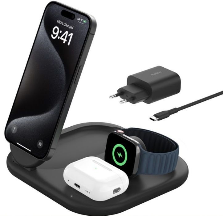 Беспроводное зарядное устройство Belkin Boost Charge Pro 3-в-1 MagSafe Qi2 15 Вт Черный 15990₽