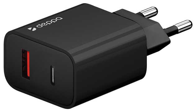

Сетевое зарядное устройство Deppa USB-C + USB-A, PD 3.0, QC 3.0, 30Вт, черный, USB-C + USB-A