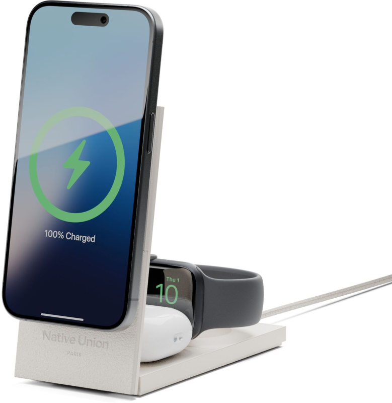 Беспроводное зарядное устройство Native Union Rise 3-в-1 Qi2 Песочный 19990₽