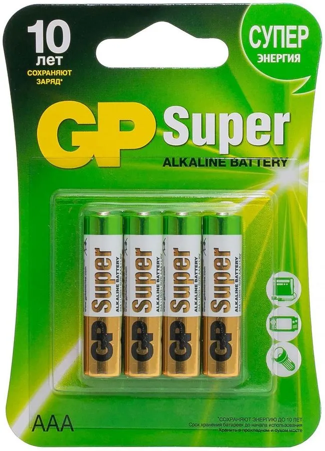 

Батарейка GP Super Alkaline 24А, ААА, 4 шт, Super Alkaline 24А