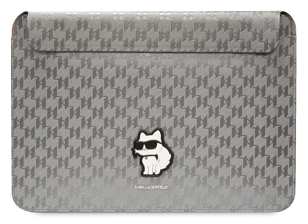Чехол-конверт Karl Lagerfeld Saffiano Sleeve Monogram Choupette для ноутбуков 14 Серебряный 6990₽