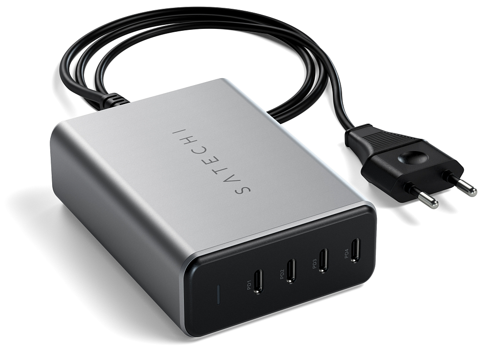 Сетевое зарядное устройство Satechi 4хUSB-C PD GaN 165 Вт Серый космос 9990₽
