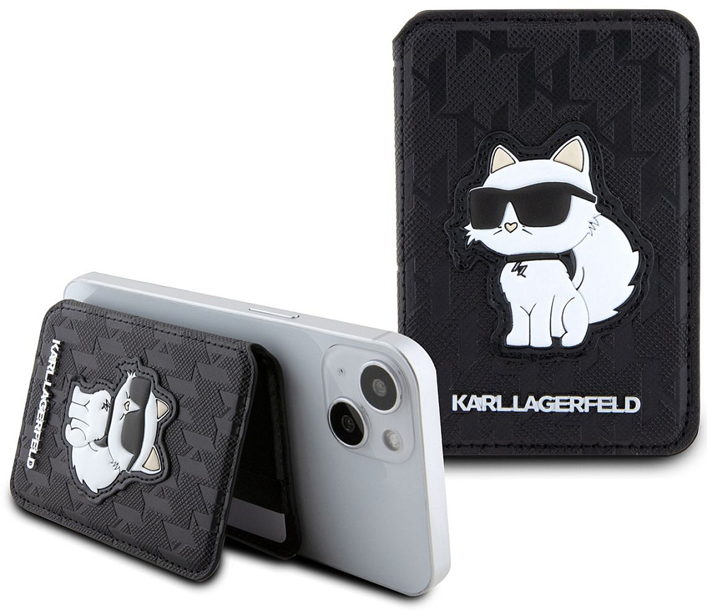 Чехол-бумажник Karl Lagerfeld Saffiano Choupette Cardslot MagSafe Черный 2990₽