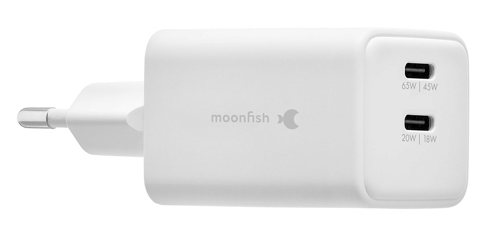 Сетевое зарядное устройство moonfish 2 USB-C GaN PD 65 Вт Белый 6590₽